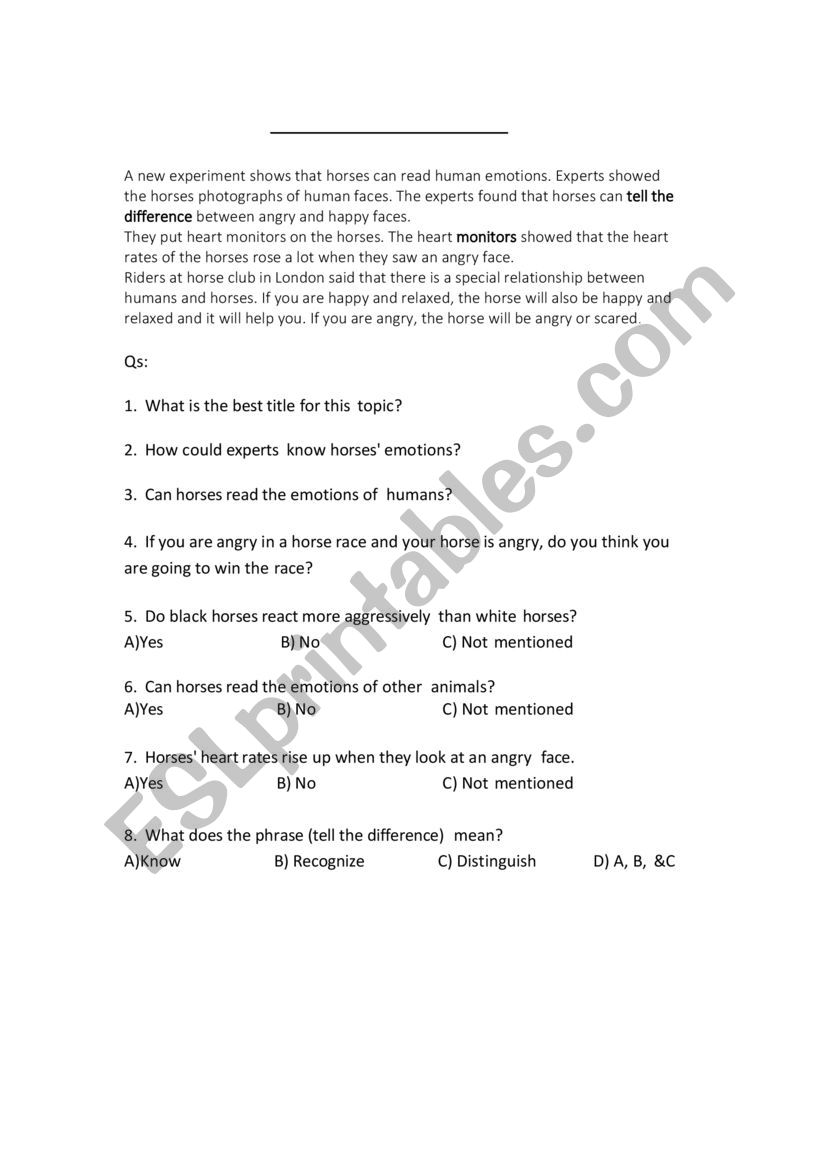 Reading.  worksheet