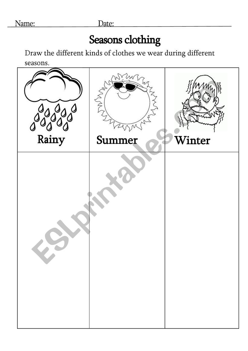 Seasons and Clothes worksheet