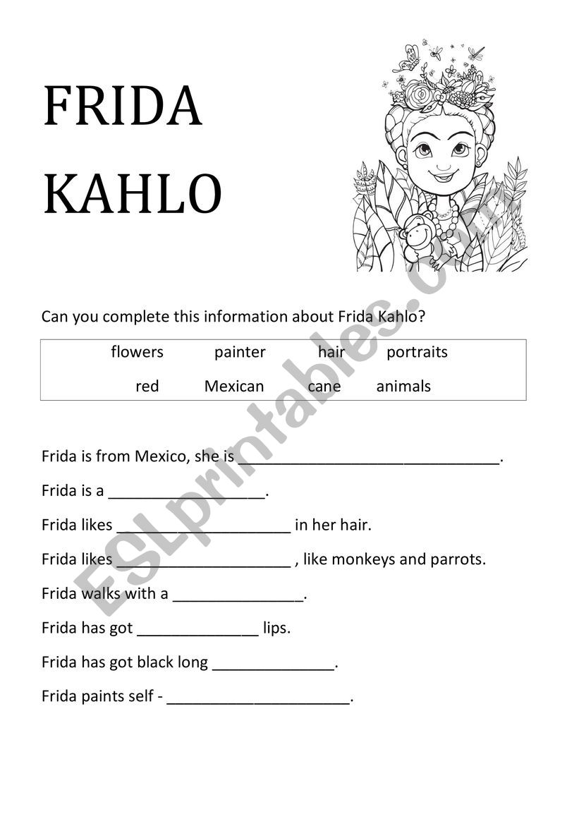 Frida Kahlo worksheet