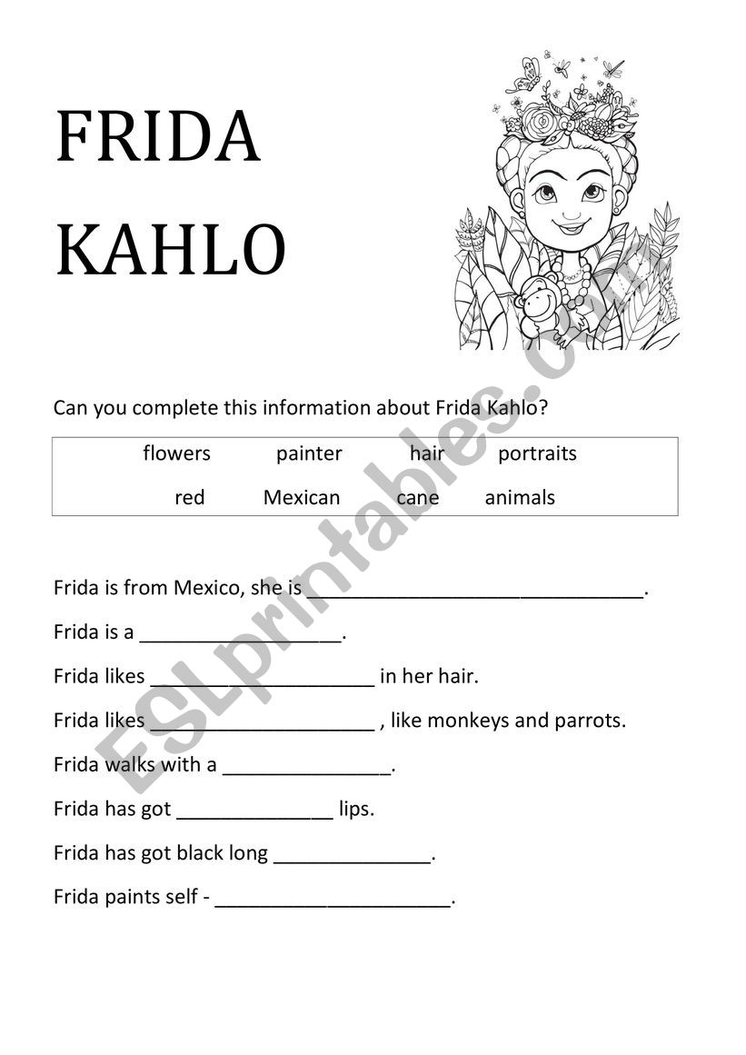 Frida Kahlo worksheet