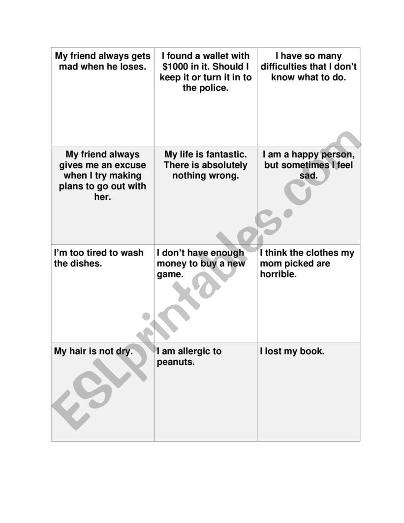 Advice Flashcards worksheet