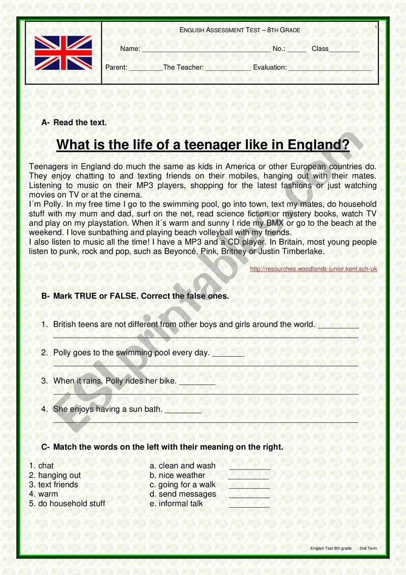 Reading comprehension  worksheet