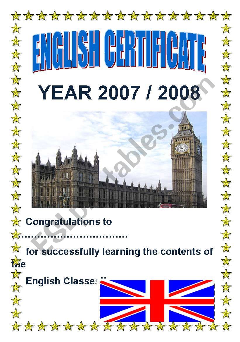 Certificate worksheet