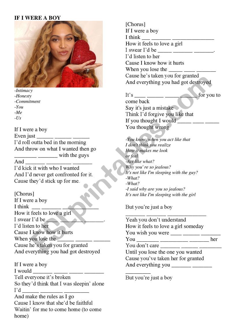 If I were a boy - SECOND CONDITIONAL