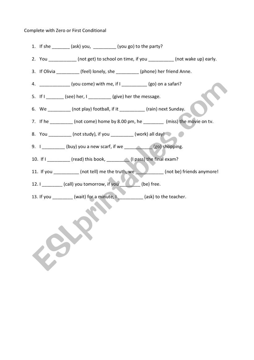 Zero or First Conditional? worksheet