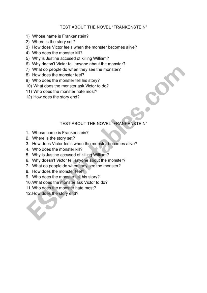 TEST ABOUT THE NOVEL 