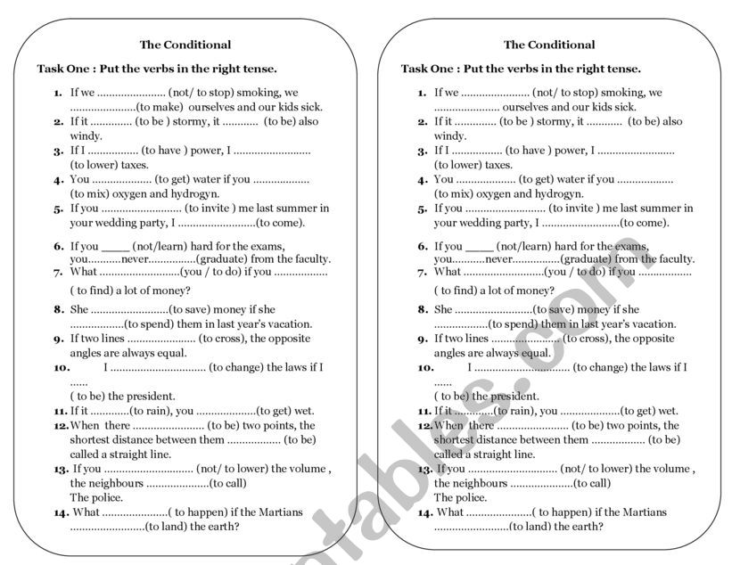 the Conditional worksheet