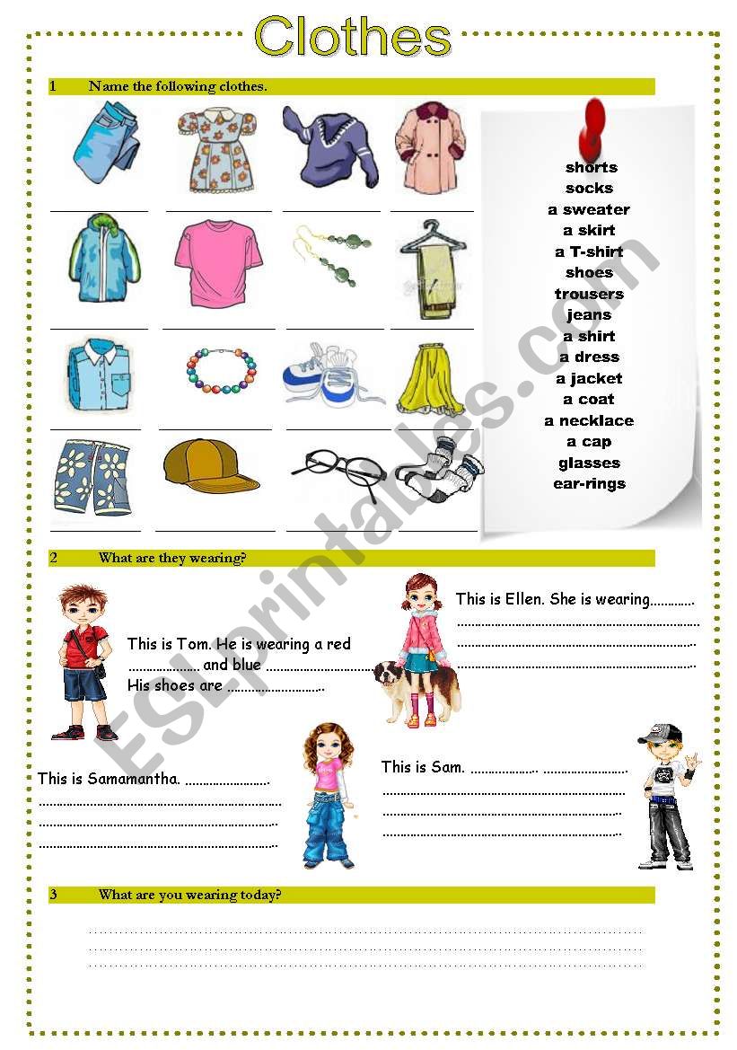 Clothes worksheet