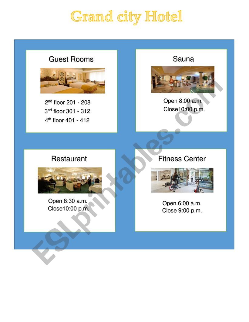 Grand City Hotel worksheet