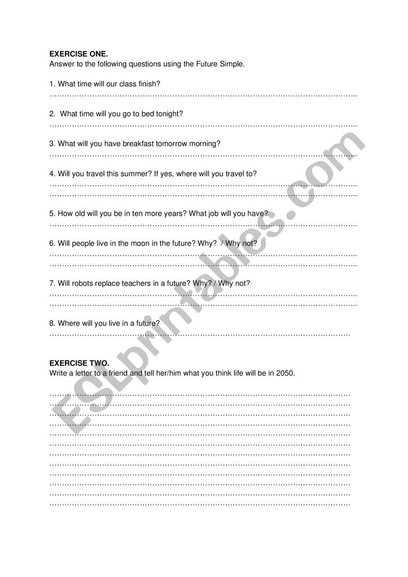 Writing Future Simple worksheet