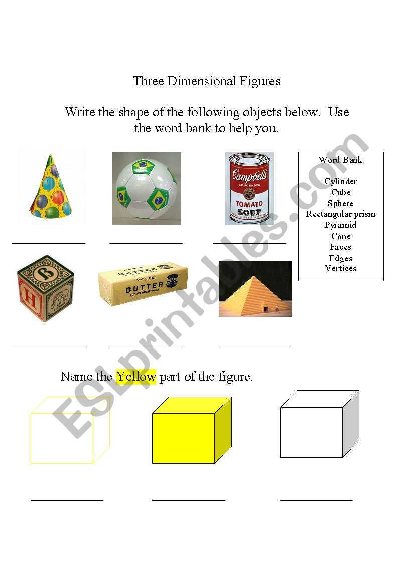 3-Dimensional Figures worksheet