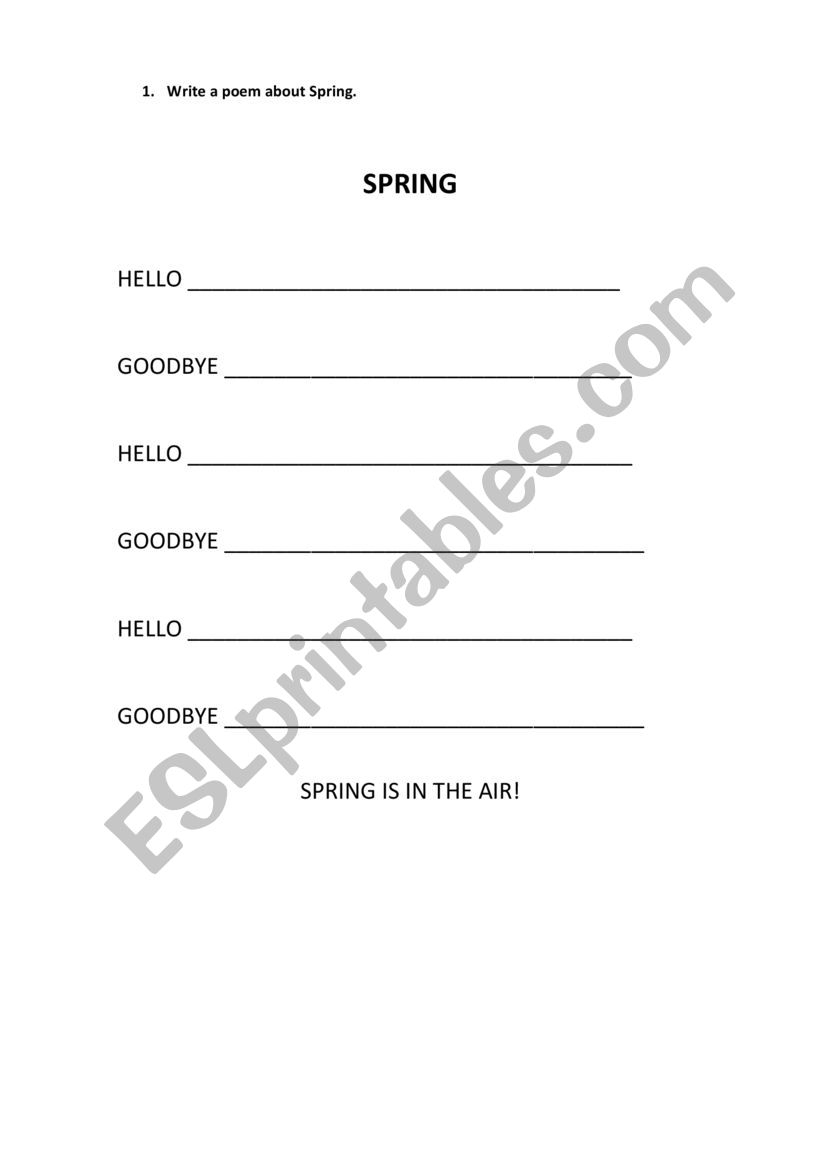 Spring worksheet
