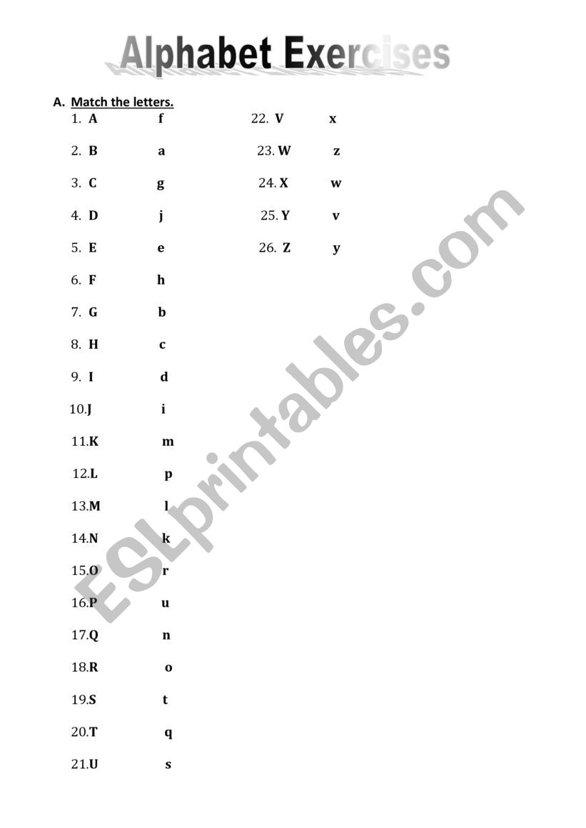 APLHABET EXERCISES worksheet
