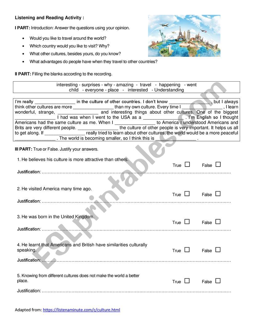 Other Cultures worksheet