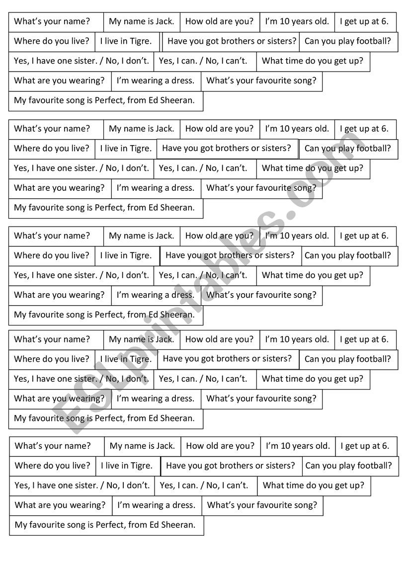 Personal questions  worksheet