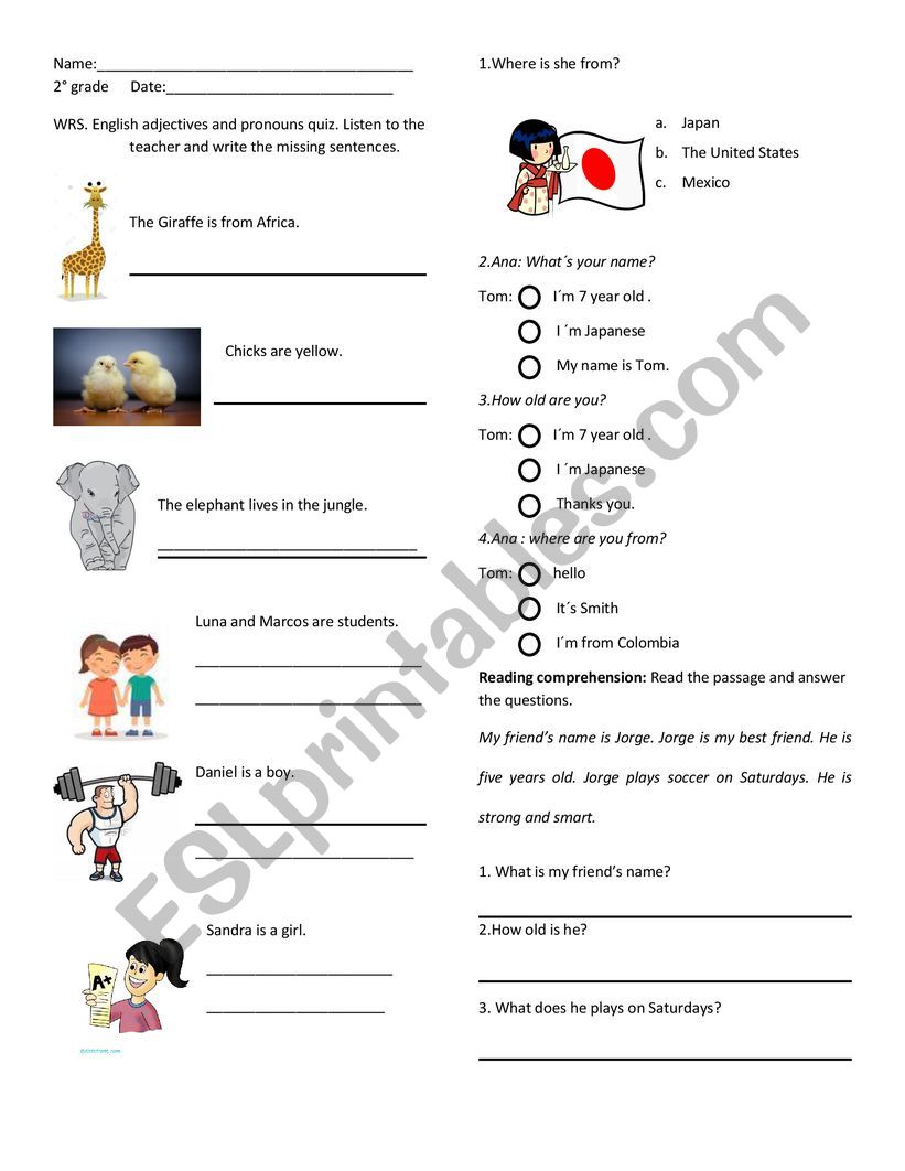 personal information worksheet