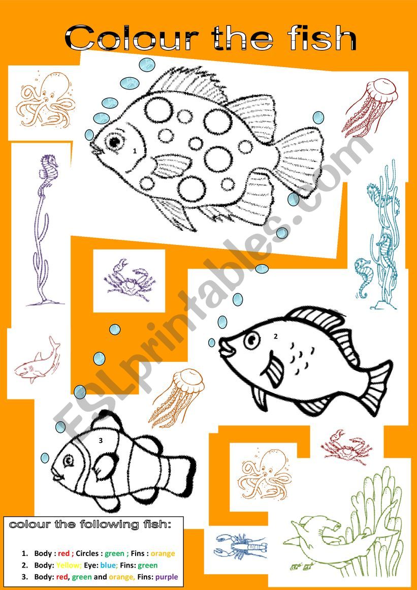 Colour the fish worksheet