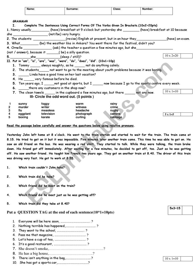 quiz worksheet