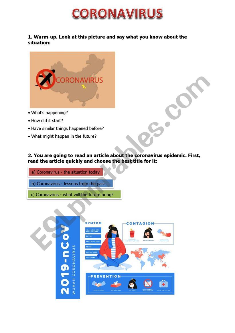 Coronavirus worksheet