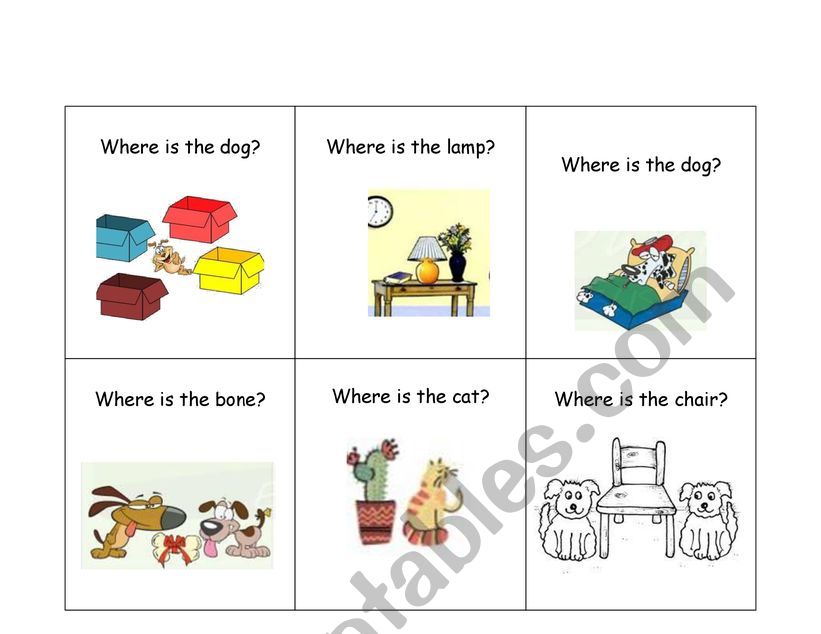 Where is...? Prepositions of place speaking cards part 2