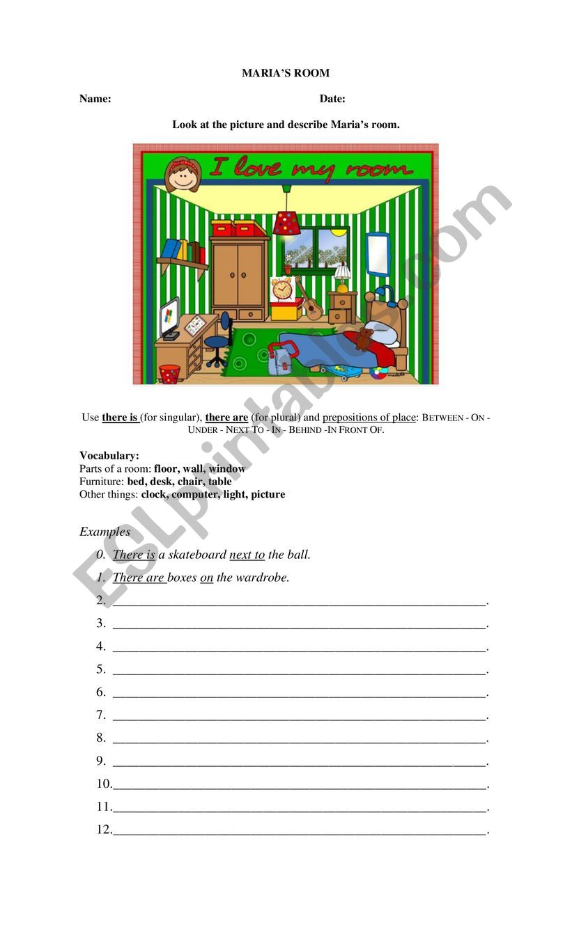 Prepositions of place worksheet