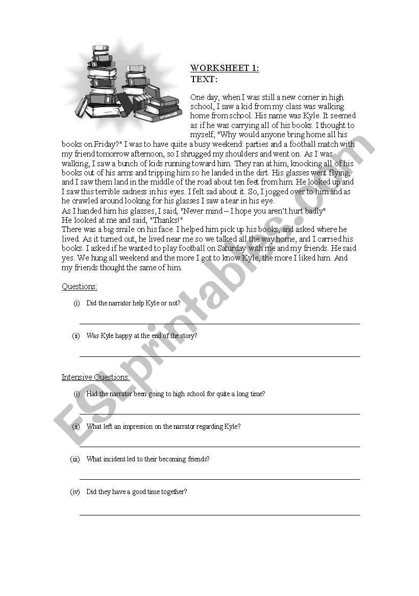 Bullying vs Friends worksheet