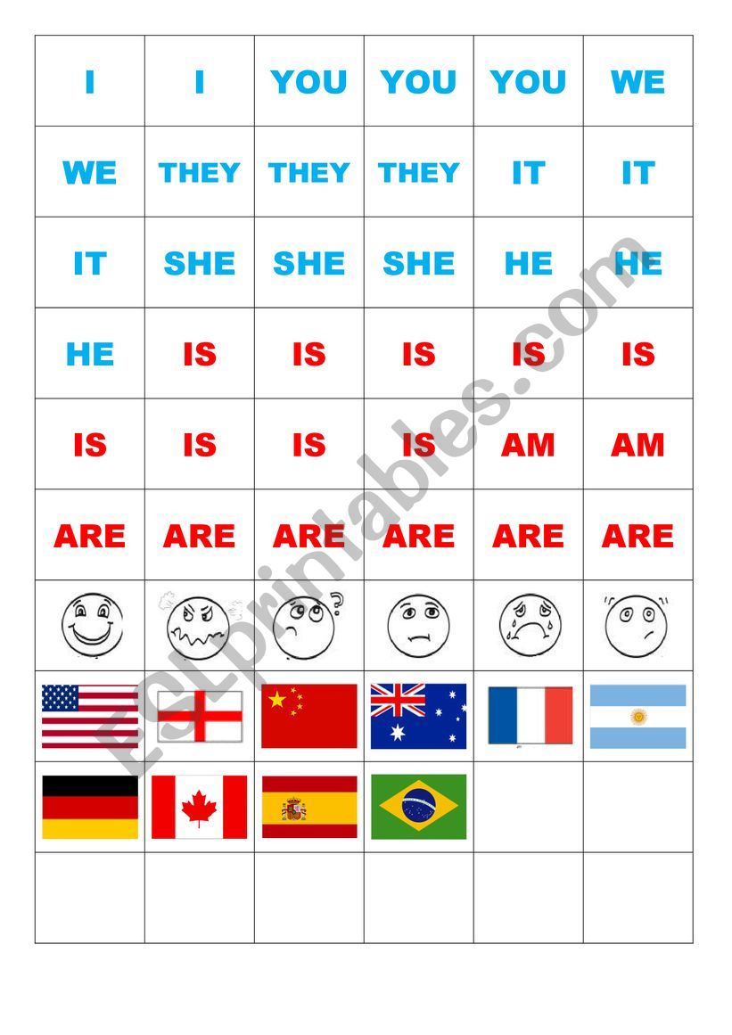 to be (game) worksheet
