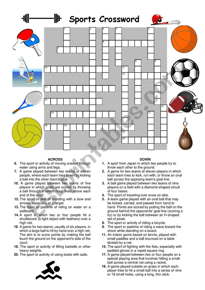 Sports Crossword worksheet