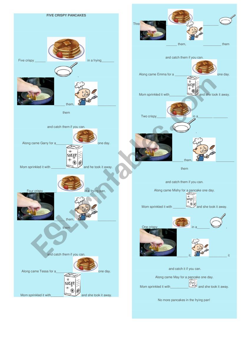 Five Crispy Pancakes worksheet