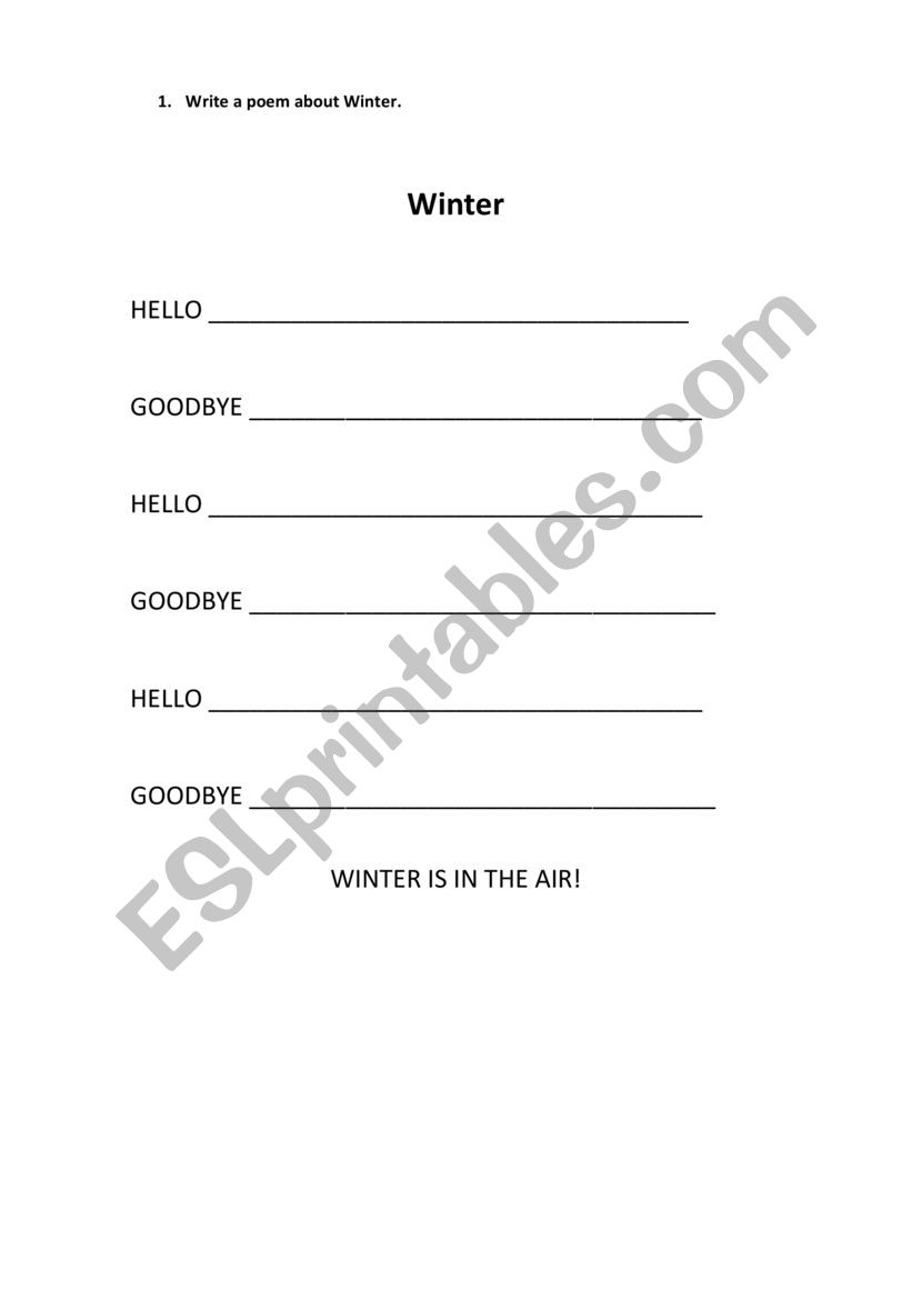 Winter worksheet
