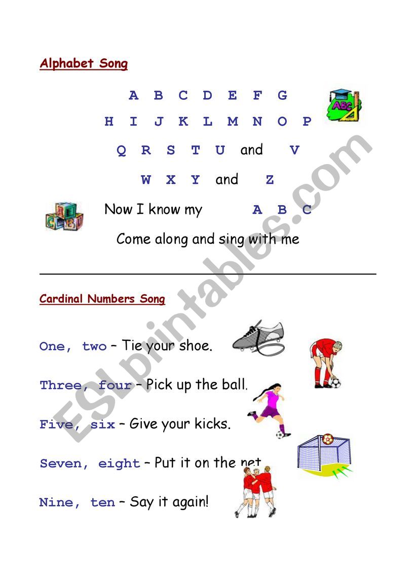 Alphabet and numbers worksheet