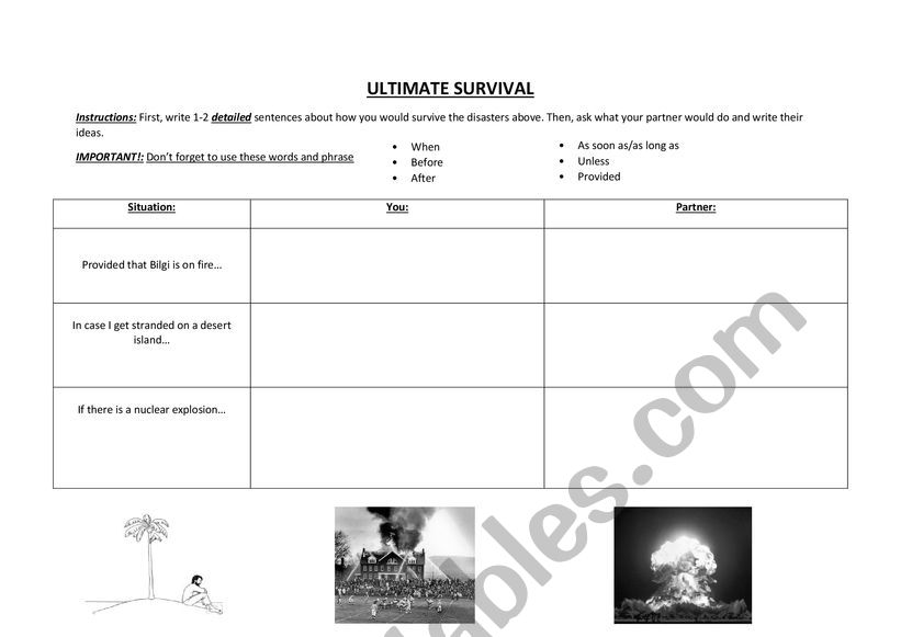 Danger! worksheet