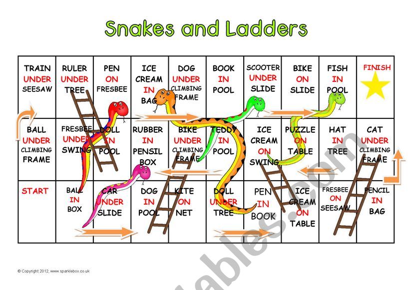 Snakes and Ladder for Family and Friends 1, Unit 5