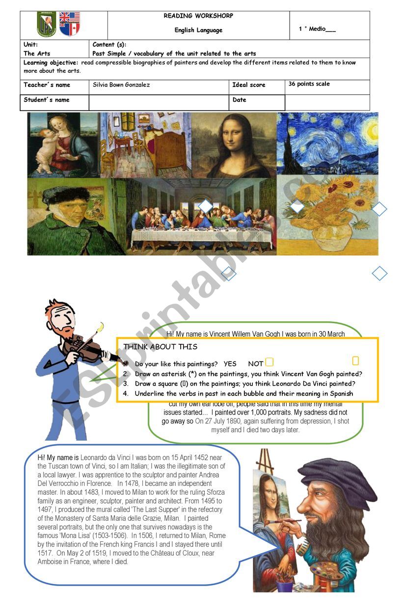 Great Painters  worksheet