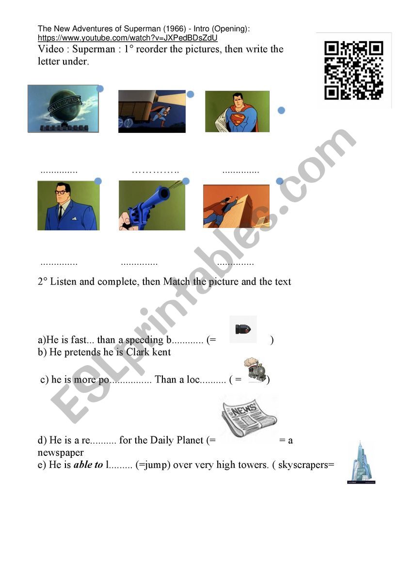 Superman  worksheet