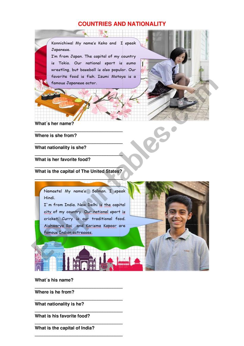 questions about you worksheet