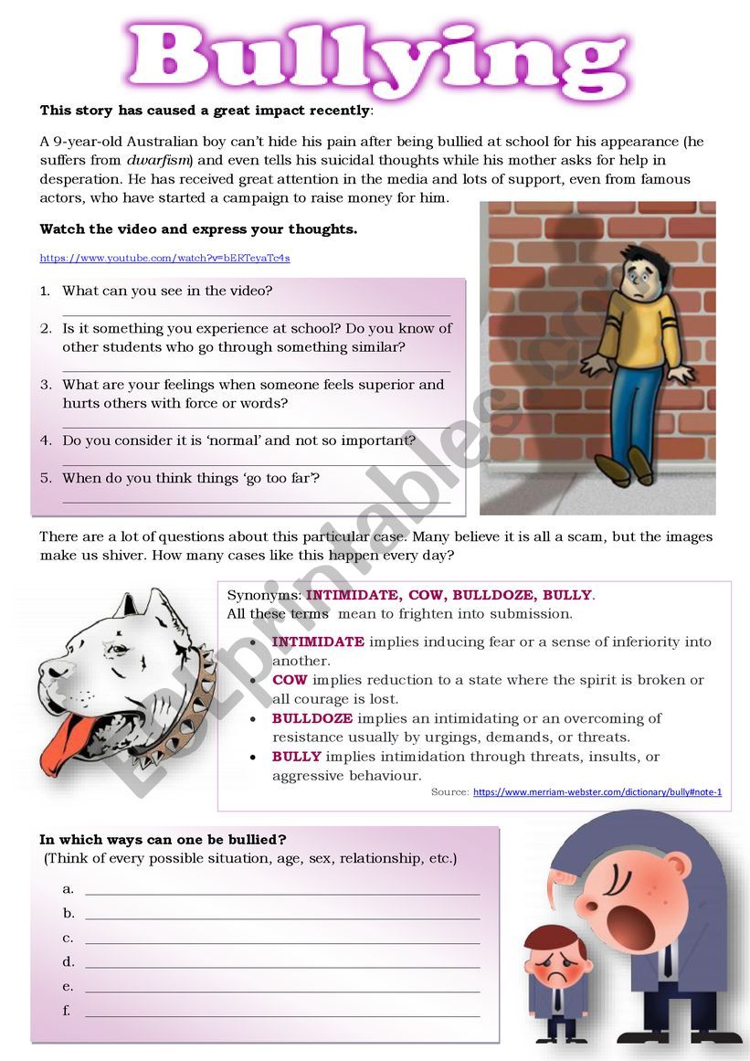 BULLYING worksheet