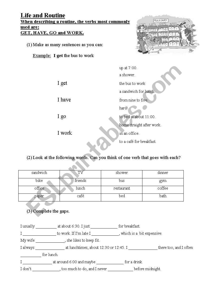 Life and Routine worksheet
