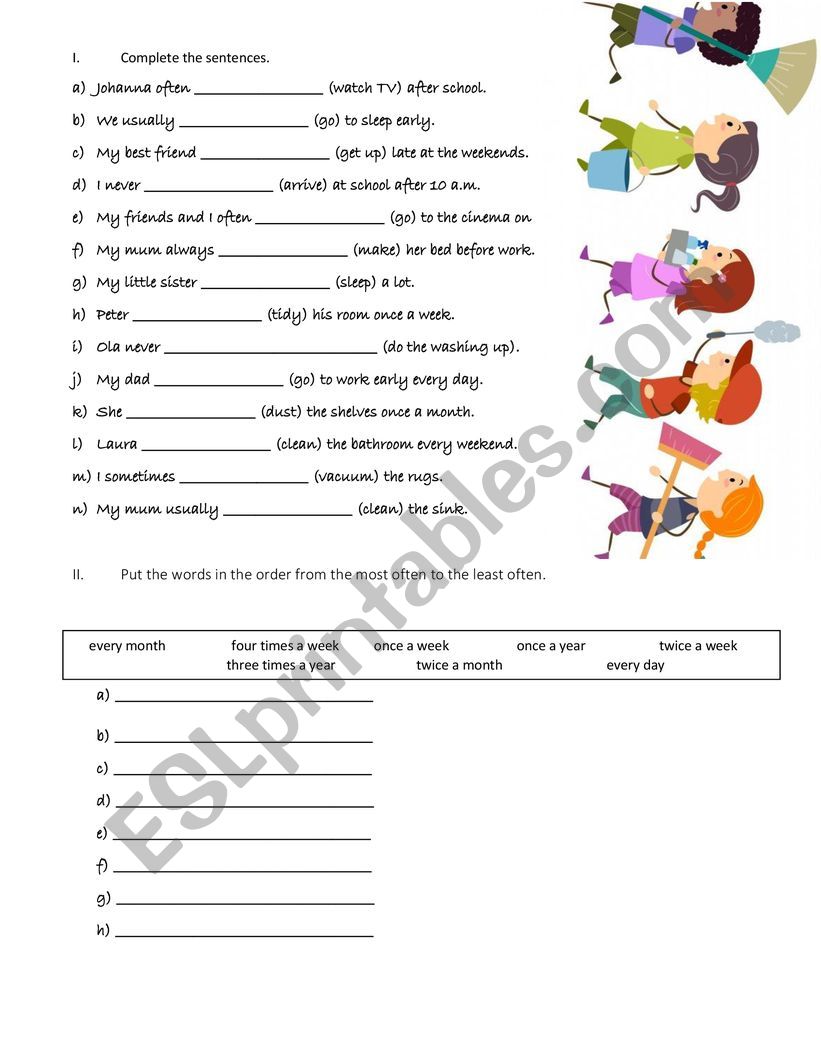Daily routines and chores Present Simple worksheet