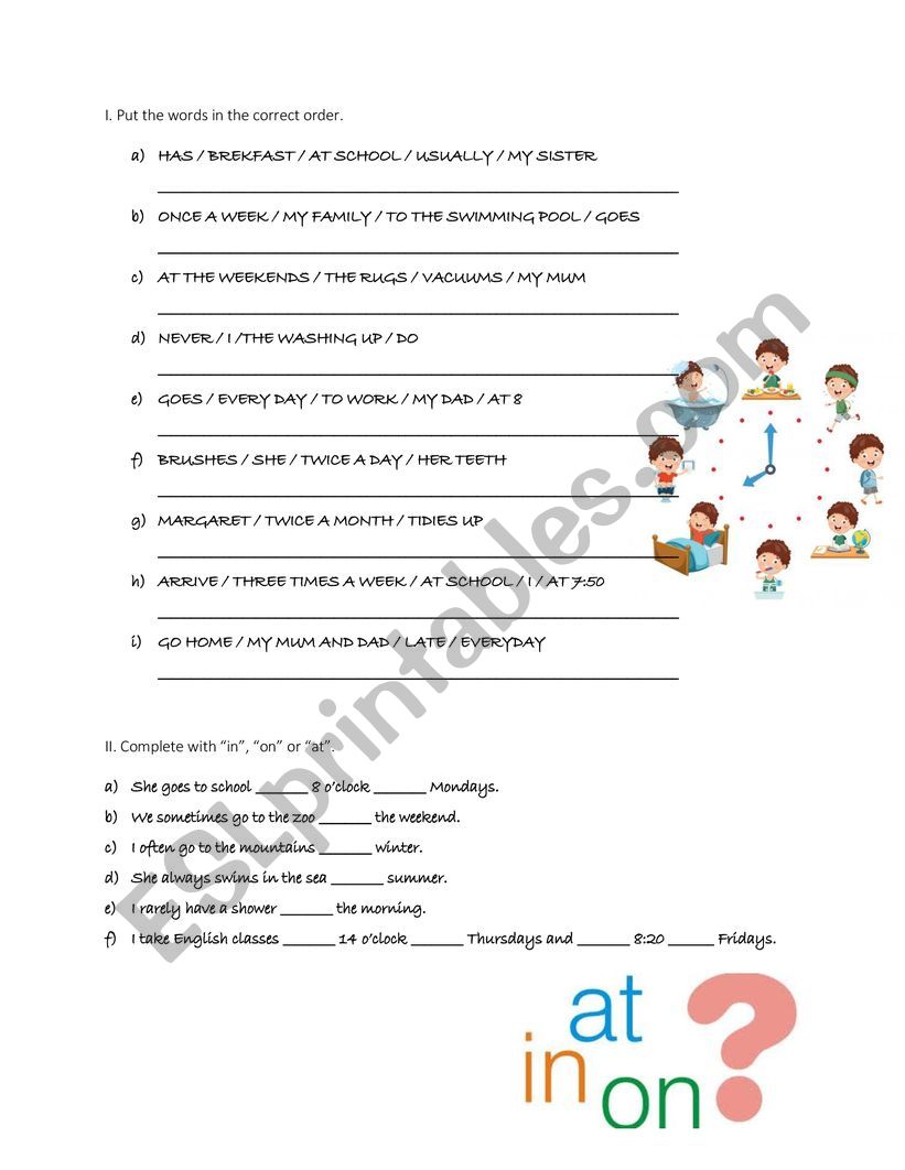 Daily routines and chores Present Simple worksheet