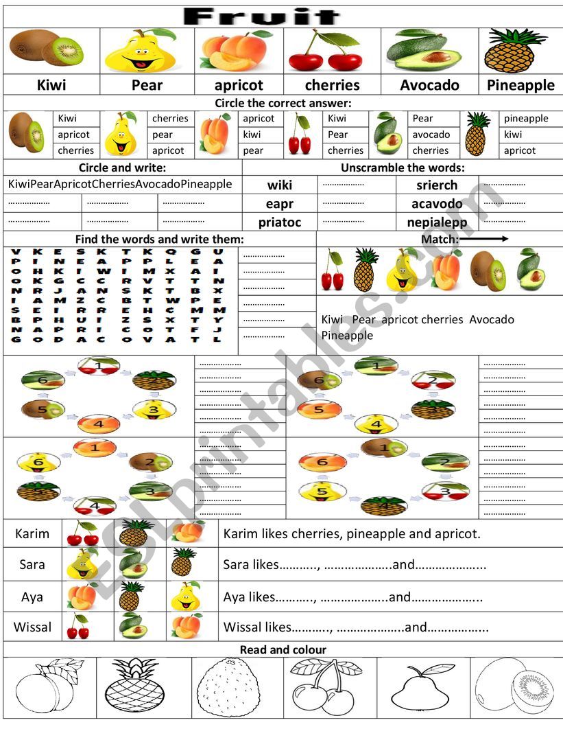 Fruits worksheet