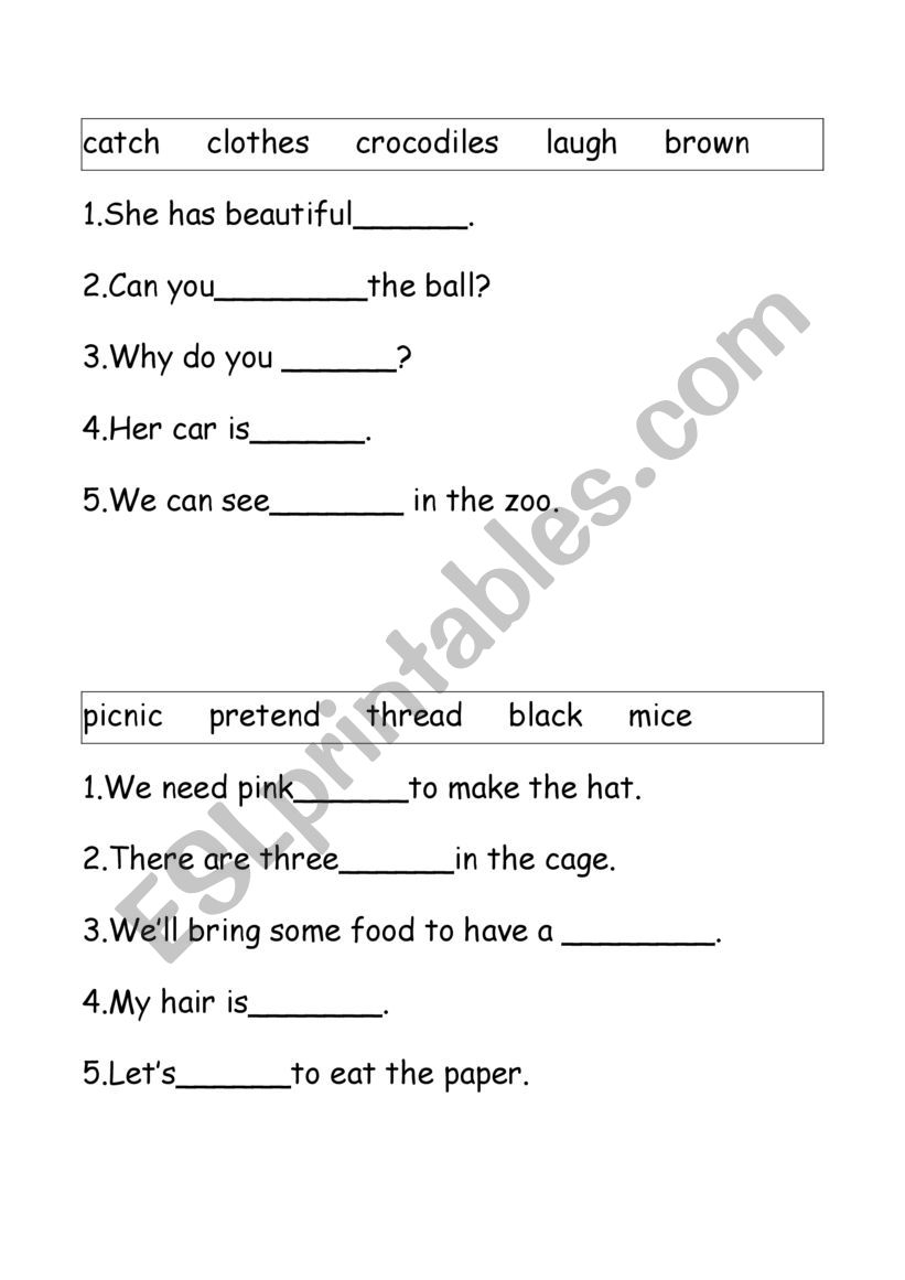 sight words worksheet