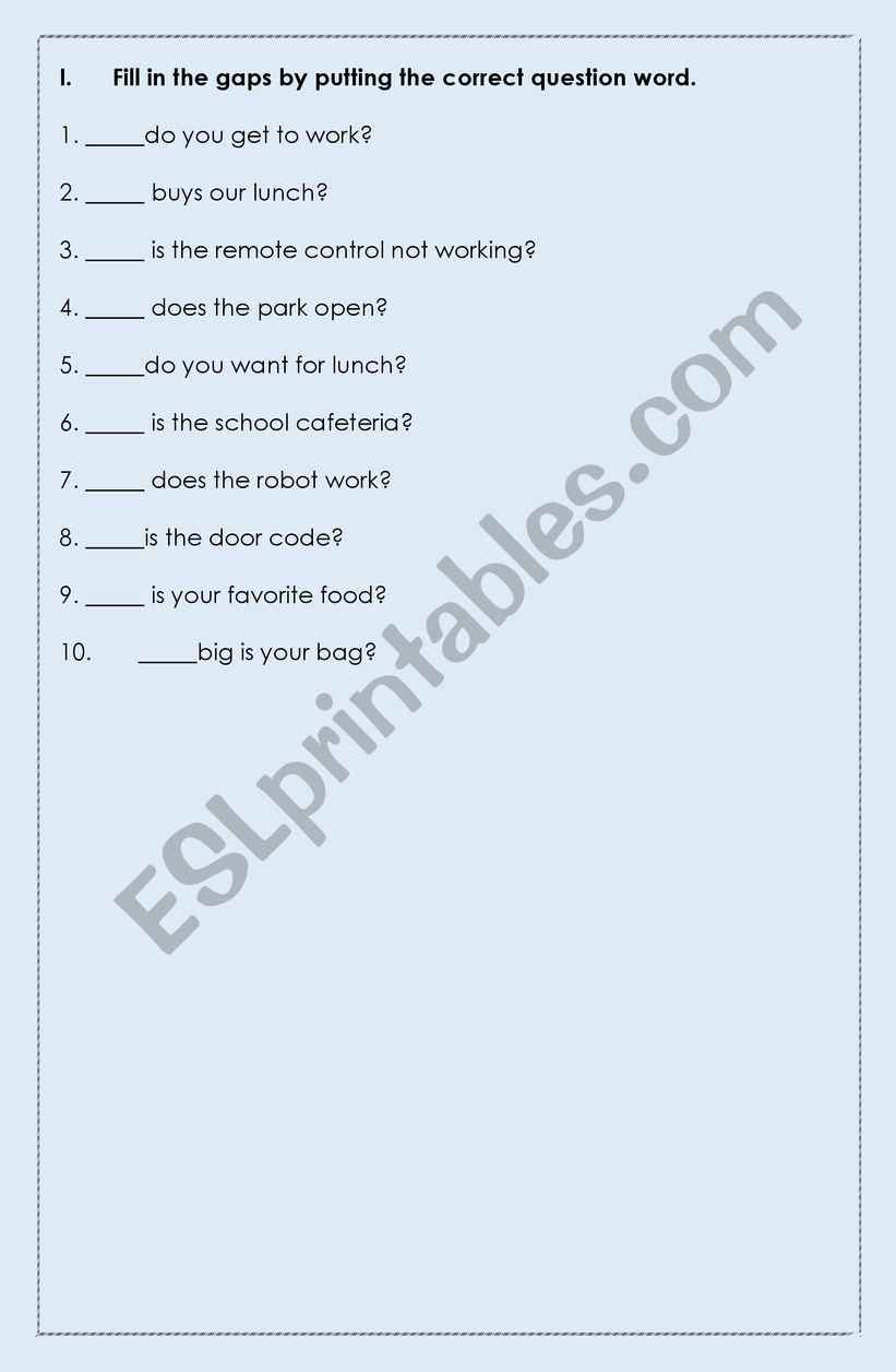 WH Questions worksheet