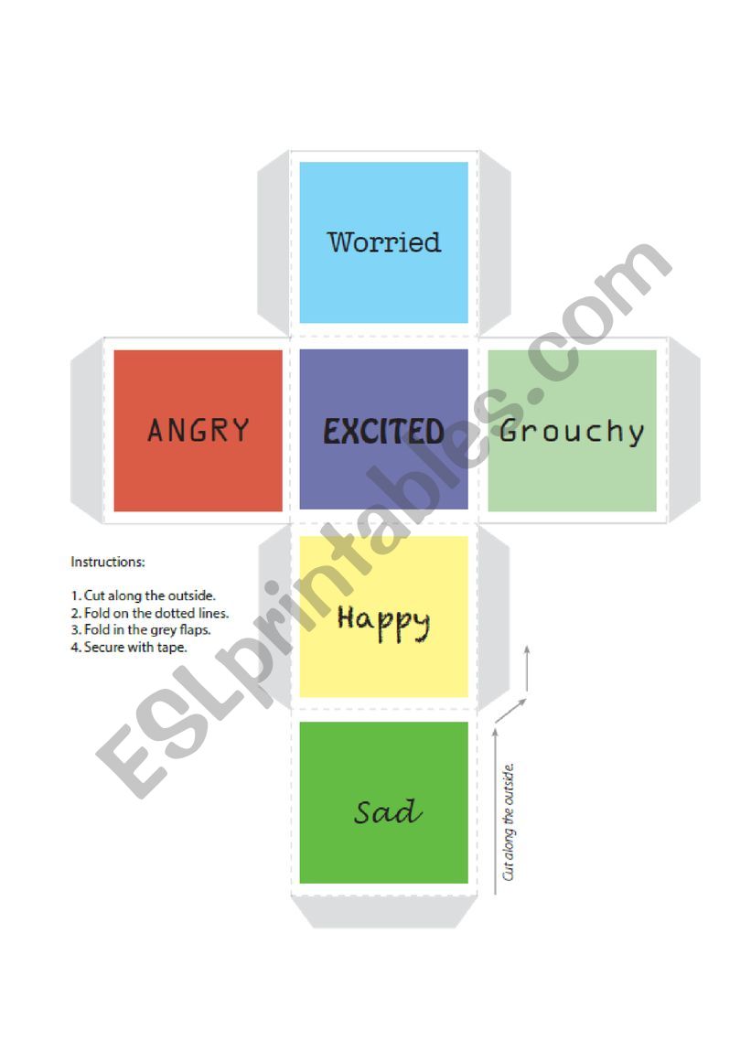 Emotions Cube activity worksheet