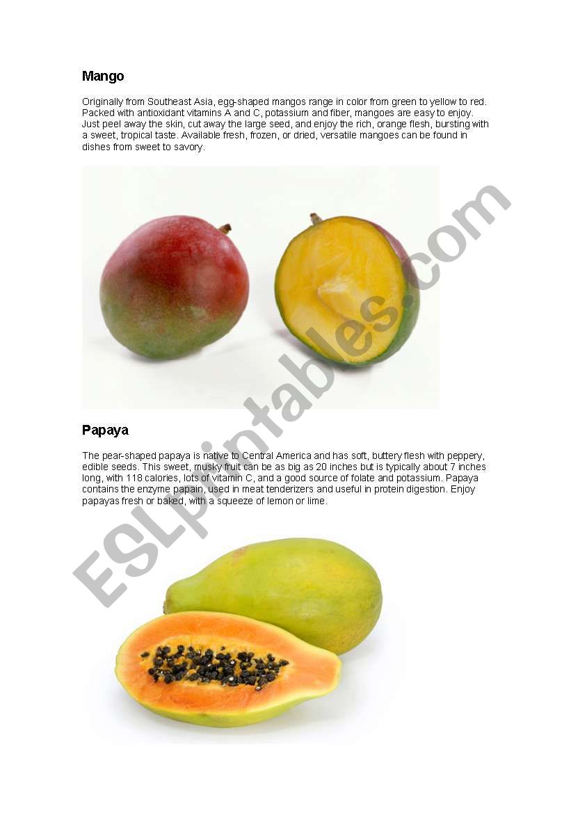 enjoy fruits worksheet