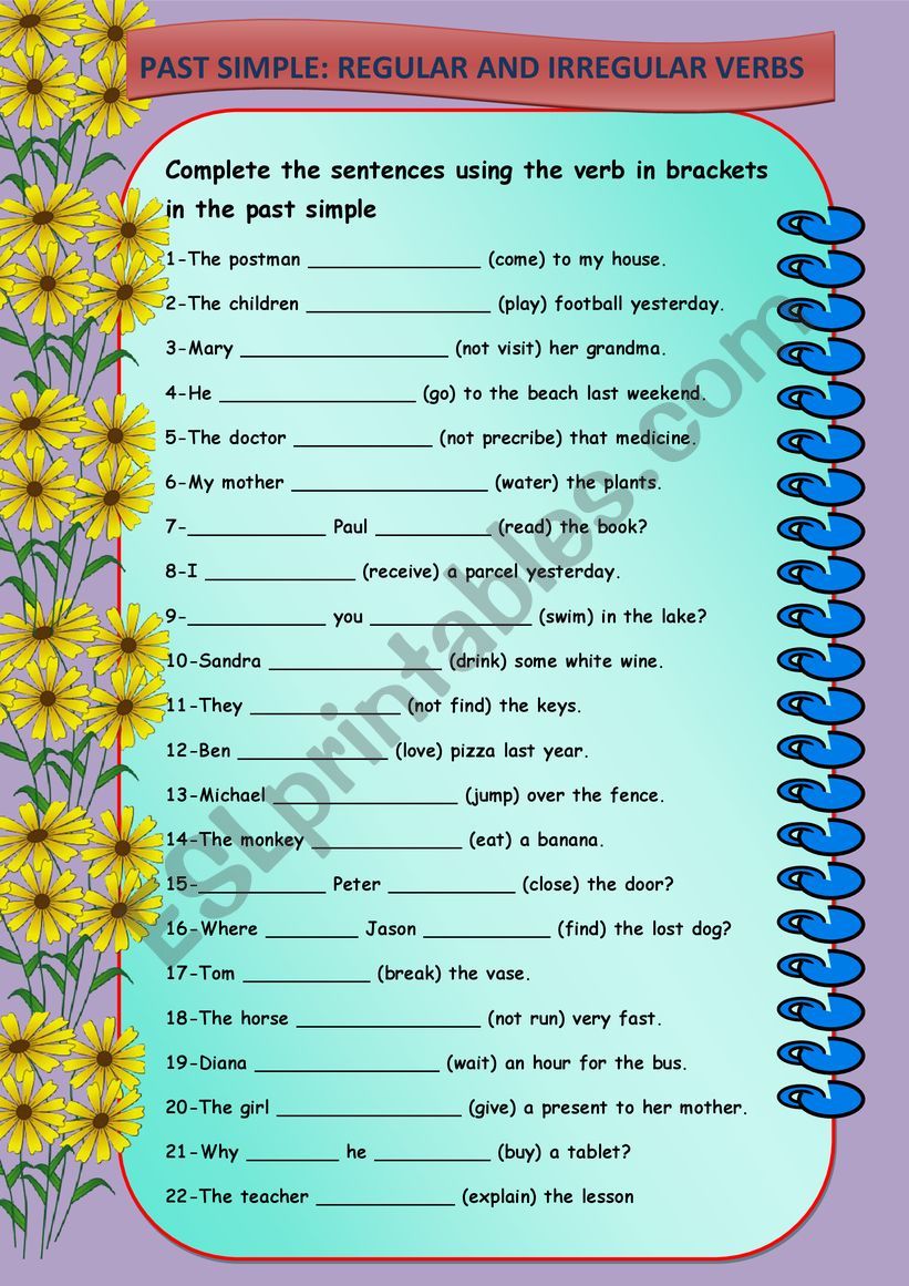 Past simple:regular and irregular verbs