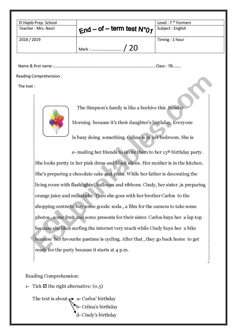 end - of - term test 2  worksheet