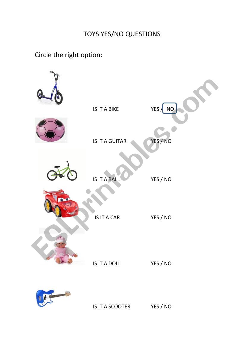 toys worksheet