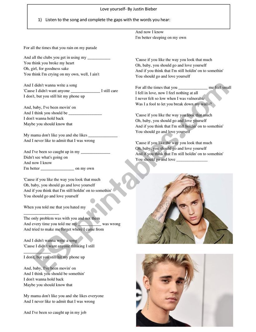 Love yourself- By Justin Bieber
