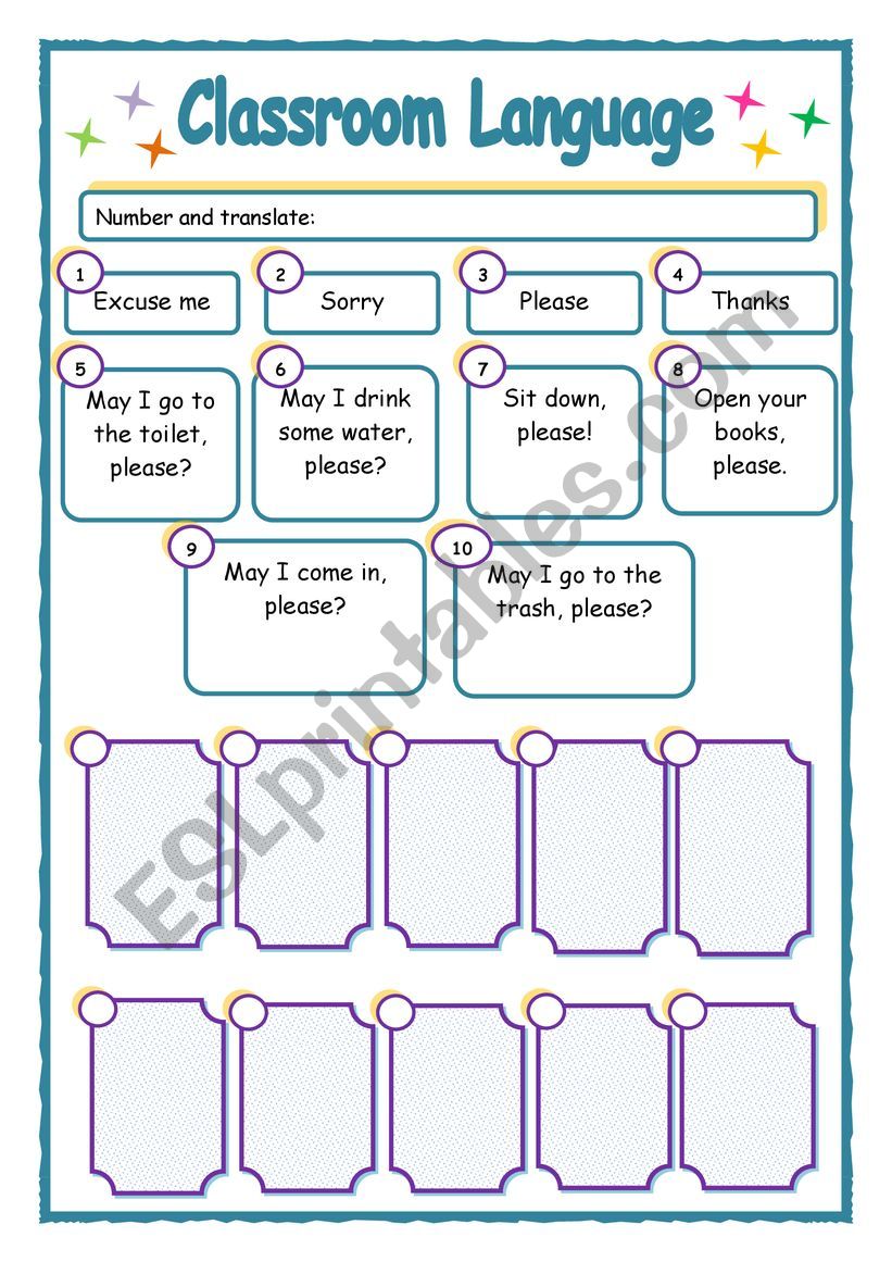 classroom language chart activity